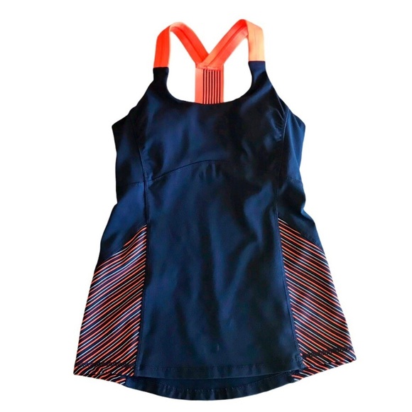 Kyodan Racer Back Navy Striped Workout Top Neon - Picture 1 of 9